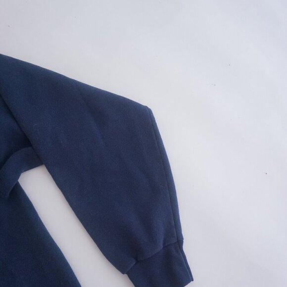 Vintage '90S Puff Print Wyandotte City Navy Crewneck Sweater Large By Hanes - Picture 4 of 10